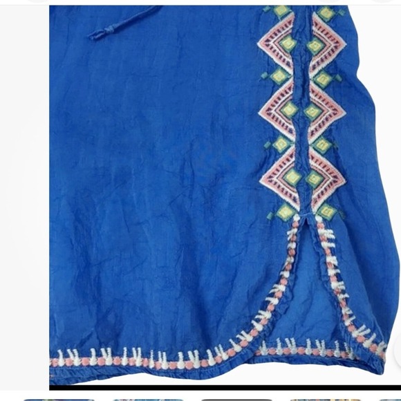 Johnny Was Size P/L Blue Vanessa Blue Floral Embroidered Tunic Blouse - Picture 6 of 14